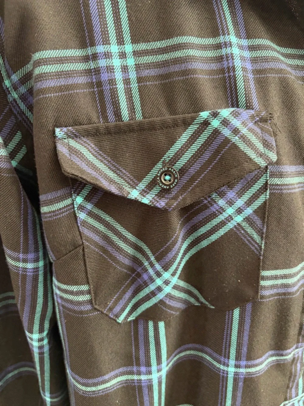 Dixxon‎ Flannel Shreddy Limited Edition Black Teal Navy D-Tech Work Outdooor